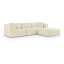  Manufacturer Color_Cream -- Shaggy 109" Cream Corduroy Performance Fabric Upholstered 4 pc Modular Sectional IMAGE 1