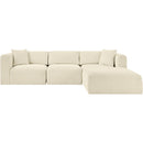  Manufacturer Color_Cream -- Shaggy 109" Cream Corduroy Performance Fabric Upholstered 4 pc Modular Sectional IMAGE 3