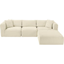  Manufacturer Color_Cream -- Shaggy 109" Cream Corduroy Performance Fabric Upholstered 4 pc Modular Sectional IMAGE 6