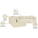  Manufacturer Color_Cream -- Shaggy 109" Cream Corduroy Performance Fabric Upholstered 4 pc Modular Sectional IMAGE 13