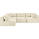 Meridian Shaggy Cream Corduroy Performance Fabric Modular Sectional IMAGE 3