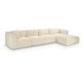  Manufacturer Color_Cream -- Shaggy 145" Cream Corduroy Performance Fabric Upholstered 4 pc Modular Sectional IMAGE 1