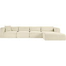  Manufacturer Color_Cream -- Shaggy 145" Cream Corduroy Performance Fabric Upholstered 4 pc Modular Sectional IMAGE 3