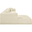  Manufacturer Color_Cream -- Shaggy 145" Cream Corduroy Performance Fabric Upholstered 4 pc Modular Sectional IMAGE 4