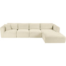  Manufacturer Color_Cream -- Shaggy 145" Cream Corduroy Performance Fabric Upholstered 4 pc Modular Sectional IMAGE 6