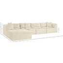 Manufacturer Color_Cream -- Shaggy 140" Cream Corduroy Performance Fabric Upholstered 5 pc Modular Sectional IMAGE 12