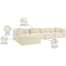  Manufacturer Color_Cream -- Shaggy 140" Cream Corduroy Performance Fabric Upholstered 5 pc Modular Sectional IMAGE 13
