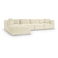  Manufacturer Color_Cream -- Shaggy 140" Cream Corduroy Performance Fabric Upholstered 5 pc Modular Sectional IMAGE 1