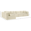  Manufacturer Color_Cream -- Shaggy 140" Cream Corduroy Performance Fabric Upholstered 5 pc Modular Sectional IMAGE 12