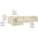  Manufacturer Color_Cream -- Shaggy 140" Cream Corduroy Performance Fabric Upholstered 5 pc Modular Sectional IMAGE 13