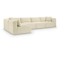  Manufacturer Color_Cream -- Shaggy 140" Cream Corduroy Performance Fabric Upholstered 5 pc Modular Sectional IMAGE 1