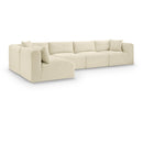  Manufacturer Color_Cream -- Shaggy 140" Cream Corduroy Performance Fabric Upholstered 5 pc Modular Sectional IMAGE 1