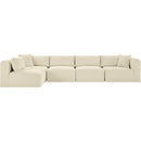 Meridian Shaggy Cream Corduroy Performance Fabric Modular Sectional IMAGE 3