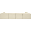 Manufacturer Color_Cream -- Shaggy 140" Cream Corduroy Performance Fabric Upholstered 5 pc Modular Sectional IMAGE 5