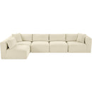 Meridian Shaggy Cream Corduroy Performance Fabric Modular Sectional IMAGE 6