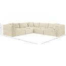  Manufacturer Color_Cream -- Shaggy 109" Cream Corduroy Performance Fabric Upholstered 5 pc Modular Sectional IMAGE 11