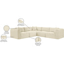  Manufacturer Color_Cream -- Shaggy 109" Cream Corduroy Performance Fabric Upholstered 5 pc Modular Sectional IMAGE 12