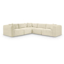  Manufacturer Color_Cream -- Shaggy 109" Cream Corduroy Performance Fabric Upholstered 5 pc Modular Sectional IMAGE 1