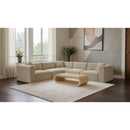 Manufacturer Color_Cream -- Shaggy 109" Cream Corduroy Performance Fabric Upholstered 5 pc Modular Sectional IMAGE 2