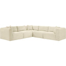  Manufacturer Color_Cream -- Shaggy 109" Cream Corduroy Performance Fabric Upholstered 5 pc Modular Sectional IMAGE 3