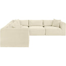  Manufacturer Color_Cream -- Shaggy 109" Cream Corduroy Performance Fabric Upholstered 5 pc Modular Sectional IMAGE 4
