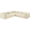  Manufacturer Color_Cream -- Shaggy 109" Cream Corduroy Performance Fabric Upholstered 5 pc Modular Sectional IMAGE 6