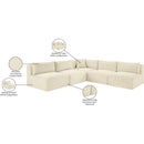  Manufacturer Color_Cream -- Shaggy 101" Cream Corduroy Performance Fabric Upholstered 5 pc Modular Sectional IMAGE 10