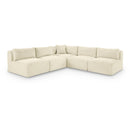  Manufacturer Color_Cream -- Shaggy 101" Cream Corduroy Performance Fabric Upholstered 5 pc Modular Sectional IMAGE 1