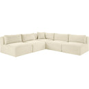 Meridian Shaggy Cream Corduroy Performance Fabric Modular Sectional IMAGE 3