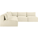 Manufacturer Color_Cream -- Shaggy 101" Cream Corduroy Performance Fabric Upholstered 5 pc Modular Sectional IMAGE 4