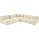  Manufacturer Color_Cream -- Shaggy 101" Cream Corduroy Performance Fabric Upholstered 5 pc Modular Sectional IMAGE 6