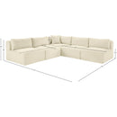  Manufacturer Color_Cream -- Shaggy 101" Cream Corduroy Performance Fabric Upholstered 5 pc Modular Sectional IMAGE 9