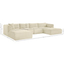  Manufacturer Color_Cream -- Shaggy 145" Cream Corduroy Performance Fabric Upholstered 5 pc Modular Sectional IMAGE 12