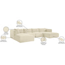  Manufacturer Color_Cream -- Shaggy 145" Cream Corduroy Performance Fabric Upholstered 5 pc Modular Sectional IMAGE 13