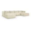  Manufacturer Color_Cream -- Shaggy 145" Cream Corduroy Performance Fabric Upholstered 5 pc Modular Sectional IMAGE 1
