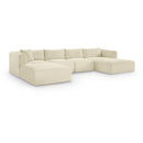  Manufacturer Color_Cream -- Shaggy 145" Cream Corduroy Performance Fabric Upholstered 5 pc Modular Sectional IMAGE 1