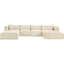  Manufacturer Color_Cream -- Shaggy 145" Cream Corduroy Performance Fabric Upholstered 5 pc Modular Sectional IMAGE 3