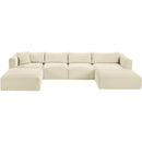 Meridian Shaggy Cream Corduroy Performance Fabric Modular Sectional IMAGE 6