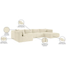 Meridian Shaggy Cream Corduroy Performance Fabric Modular Sectional IMAGE 13