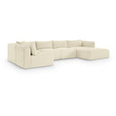  Manufacturer Color_Cream -- Shaggy 145" Cream Corduroy Performance Fabric Upholstered 5 pc Modular Sectional IMAGE 1