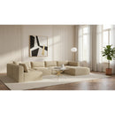  Manufacturer Color_Cream -- Shaggy 145" Cream Corduroy Performance Fabric Upholstered 5 pc Modular Sectional IMAGE 2