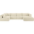 Meridian Shaggy Cream Corduroy Performance Fabric Modular Sectional IMAGE 3