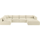  Manufacturer Color_Cream -- Shaggy 145" Cream Corduroy Performance Fabric Upholstered 5 pc Modular Sectional IMAGE 6