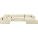 Meridian Shaggy Cream Corduroy Performance Fabric Modular Sectional IMAGE 6