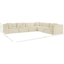  Manufacturer Color_Cream -- Shaggy 140" Cream Corduroy Performance Fabric Upholstered 6 pc Modular Sectional IMAGE 12