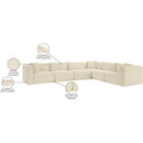  Manufacturer Color_Cream -- Shaggy 140" Cream Corduroy Performance Fabric Upholstered 6 pc Modular Sectional IMAGE 13