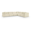  Manufacturer Color_Cream -- Shaggy 140" Cream Corduroy Performance Fabric Upholstered 6 pc Modular Sectional IMAGE 1