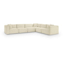  Manufacturer Color_Cream -- Shaggy 140" Cream Corduroy Performance Fabric Upholstered 6 pc Modular Sectional IMAGE 1