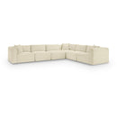 Meridian Shaggy Cream Corduroy Performance Fabric Modular Sectional IMAGE 1