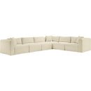  Manufacturer Color_Cream -- Shaggy 140" Cream Corduroy Performance Fabric Upholstered 6 pc Modular Sectional IMAGE 3